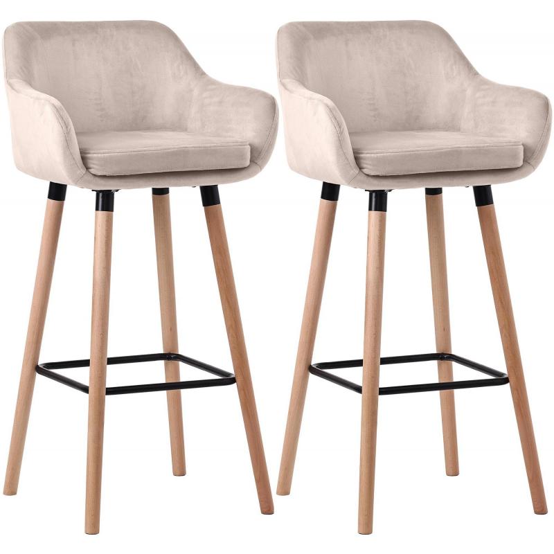 2er Set Barhocker HLO-CP19 Samt ~ creme