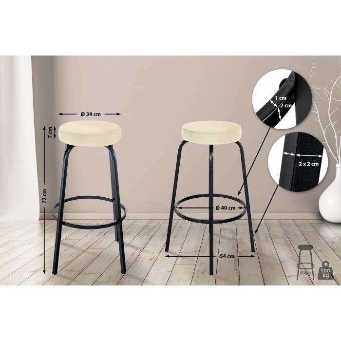 Barhocker HLO-CP324 Samt ~ creme