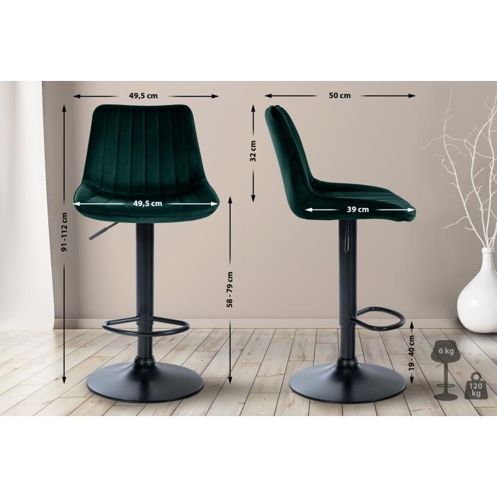 Barhocker HLO-CP296 Samt schwarz ~ grn