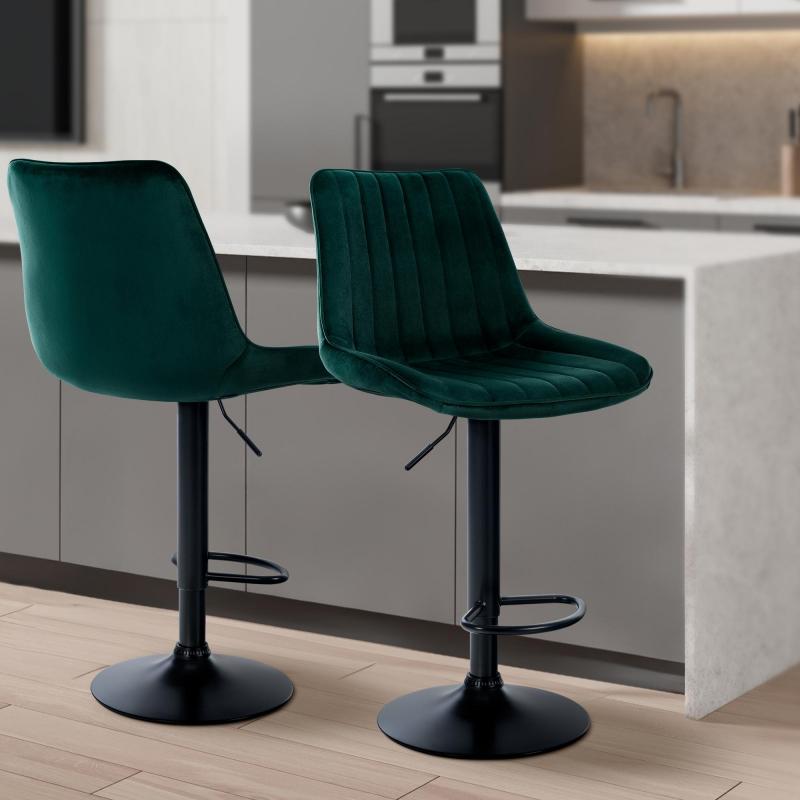 Barhocker HLO-CP296 Samt schwarz ~ grn