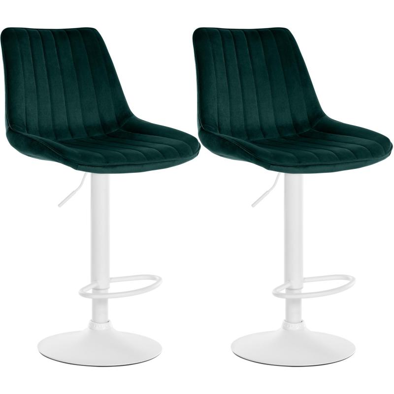 2er Set Barhocker HLO-CP296 Samt wei ~ grn