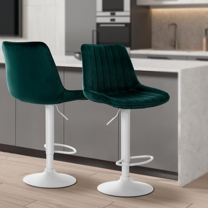 2er Set Barhocker HLO-CP296 Samt wei ~ grn