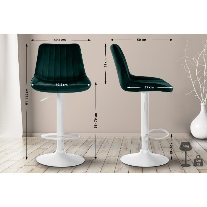 2er Set Barhocker HLO-CP296 Samt wei ~ grn