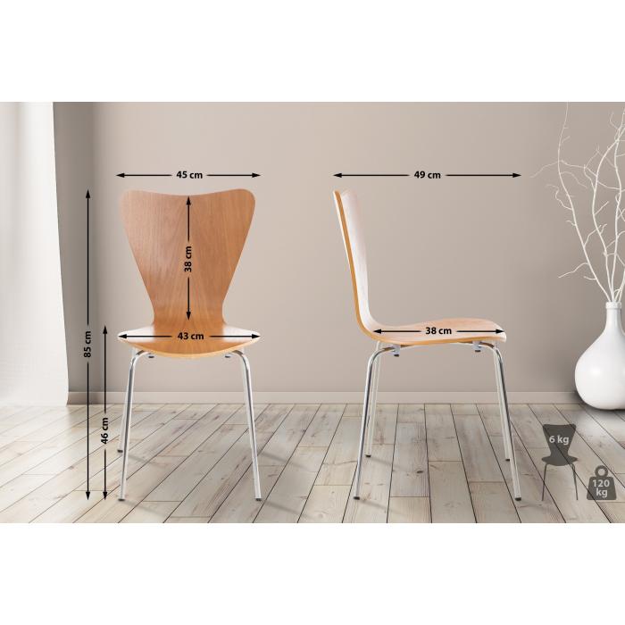 4er Set Besucherstuhl HLO-CP3 ~ eiche