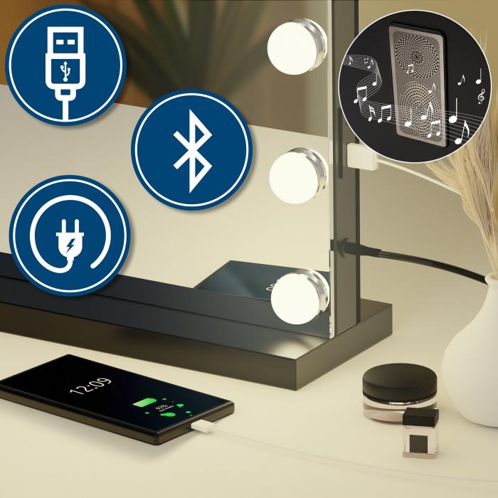 Schminkspiegel HLO-CP123 mit Bluetooth ~ schwarz
