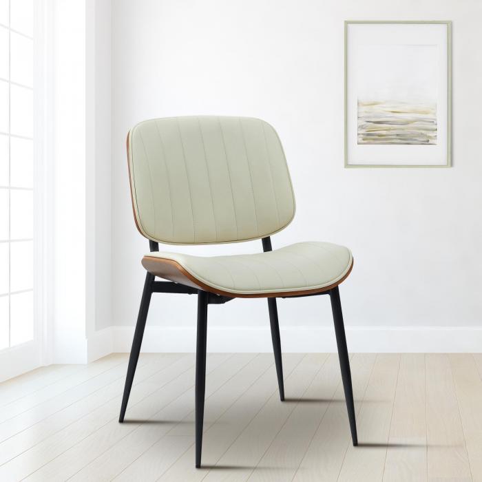 Besucherstuhl HLO-CP119 Kunstleder ~ walnuss/creme