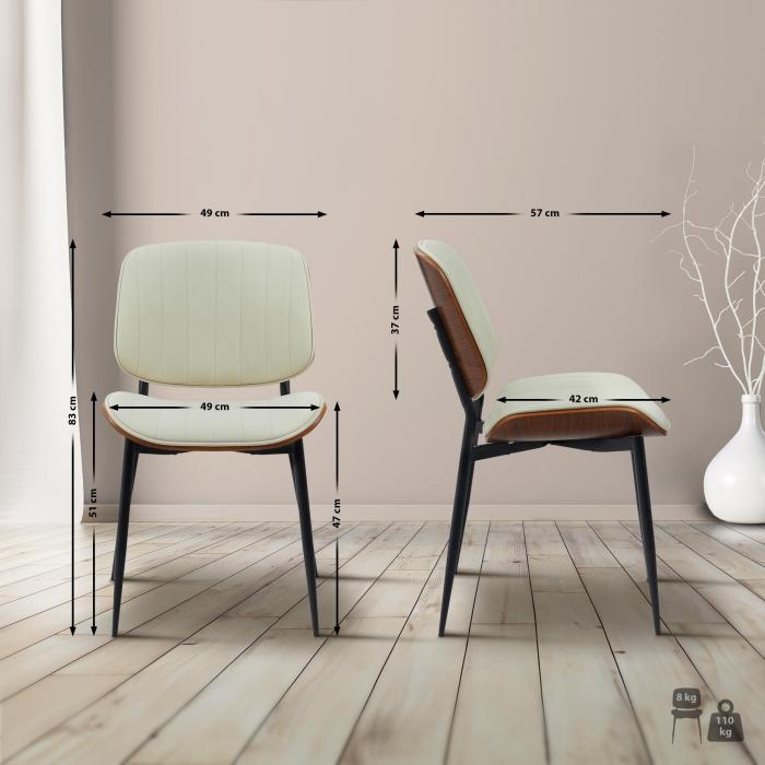Besucherstuhl HLO-CP119 Kunstleder ~ walnuss/creme