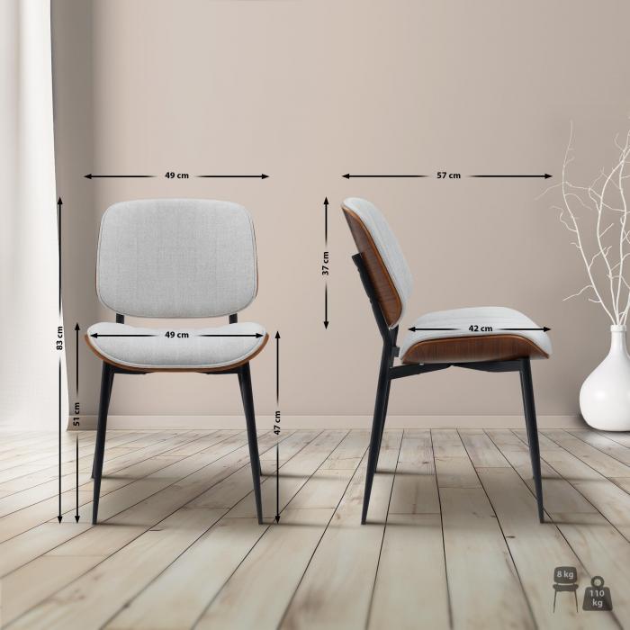 Besucherstuhl HLO-CP119 Stoff ~ walnuss/creme