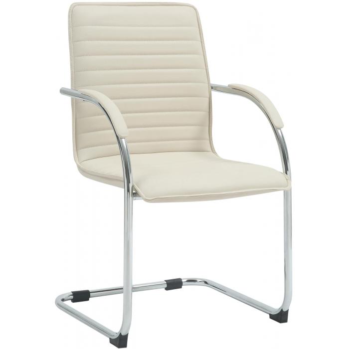 Besucherstuhl HLO-CP114 Kunstleder ~ creme