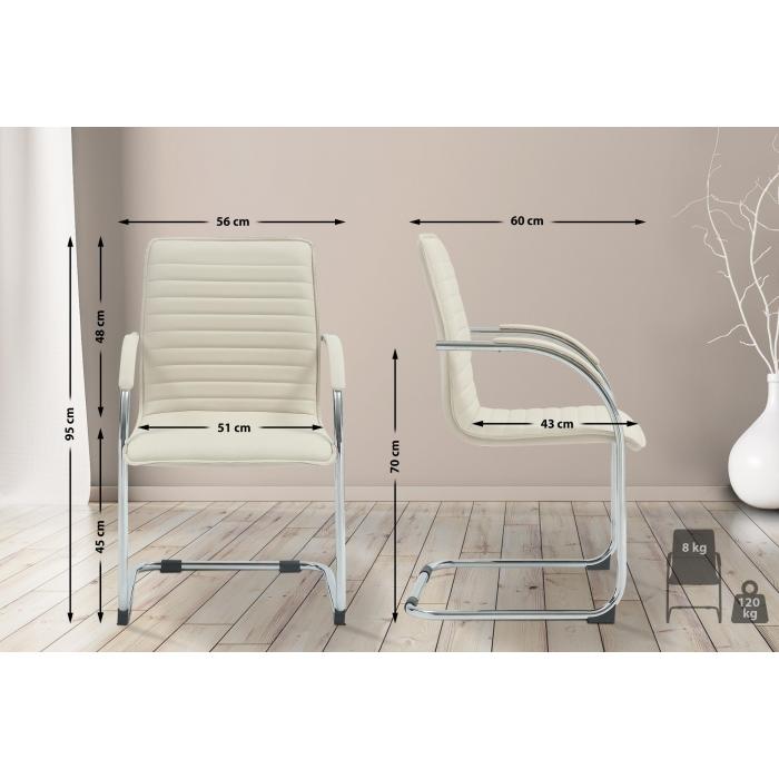 Besucherstuhl HLO-CP114 Kunstleder ~ creme