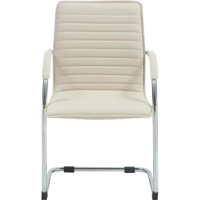 Besucherstuhl HLO-CP114 Kunstleder ~ creme