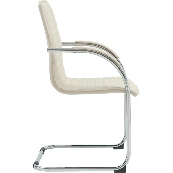 Besucherstuhl HLO-CP114 Kunstleder ~ creme
