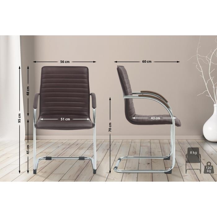 Besucherstuhl HLO-CP114 Kunstleder ~ braun