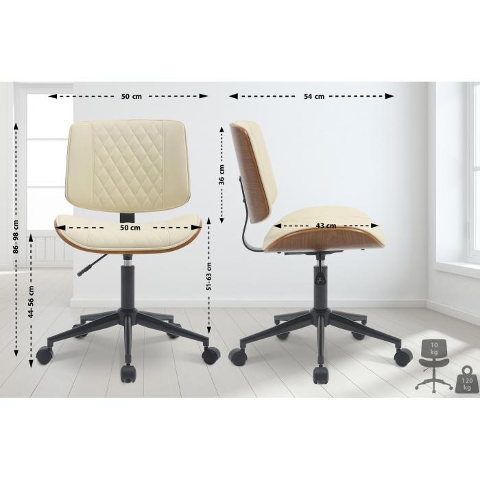 Brostuhl HLO-CP193 Kunstleder ~ walnuss/creme