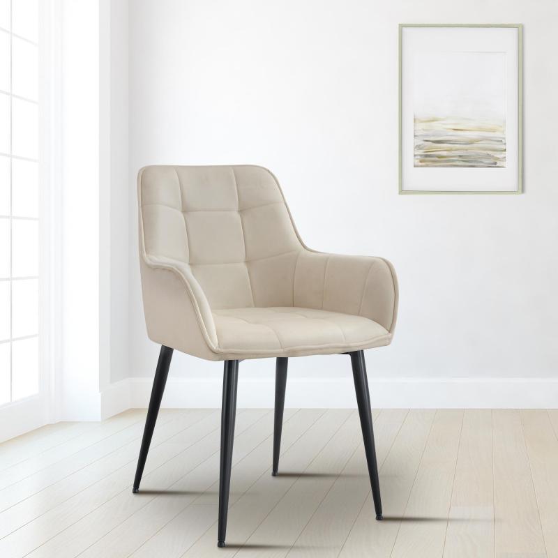 Esszimmerstuhl HLO-CP117 Samt ~ creme