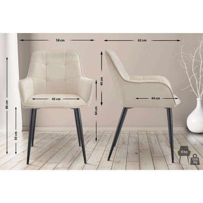 Esszimmerstuhl HLO-CP117 Samt ~ creme
