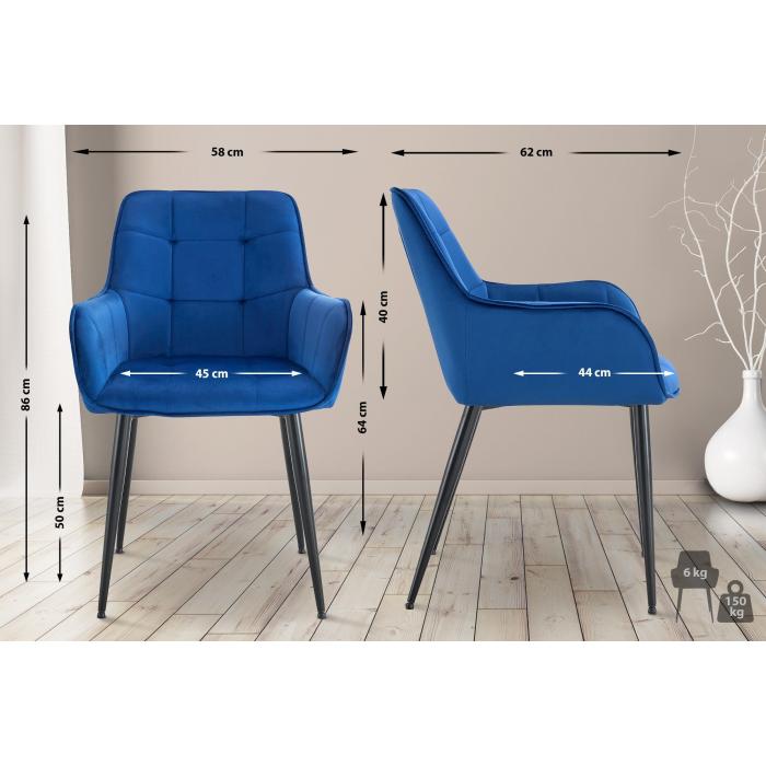 Esszimmerstuhl HLO-CP117 Samt ~ dunkelblau