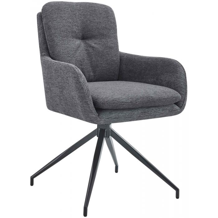 Esszimmerstuhl HLO-CP126 Stoff ~ dunkelgrau
