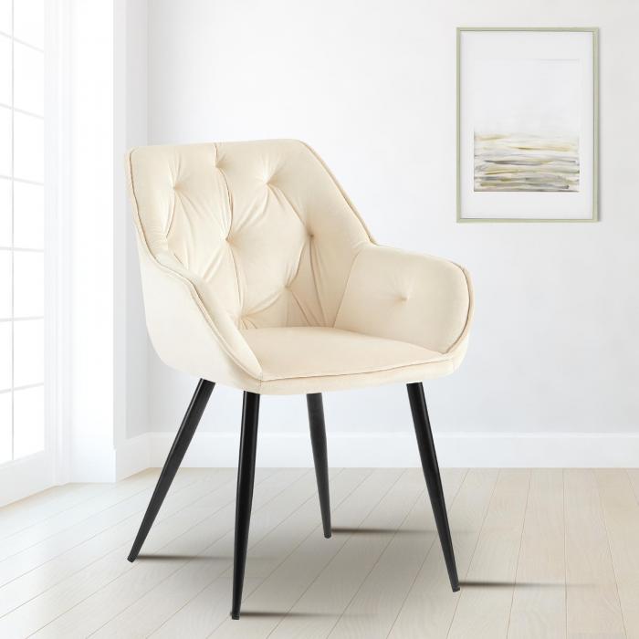Besucherstuhl HLO-CP14 Samt ~ creme