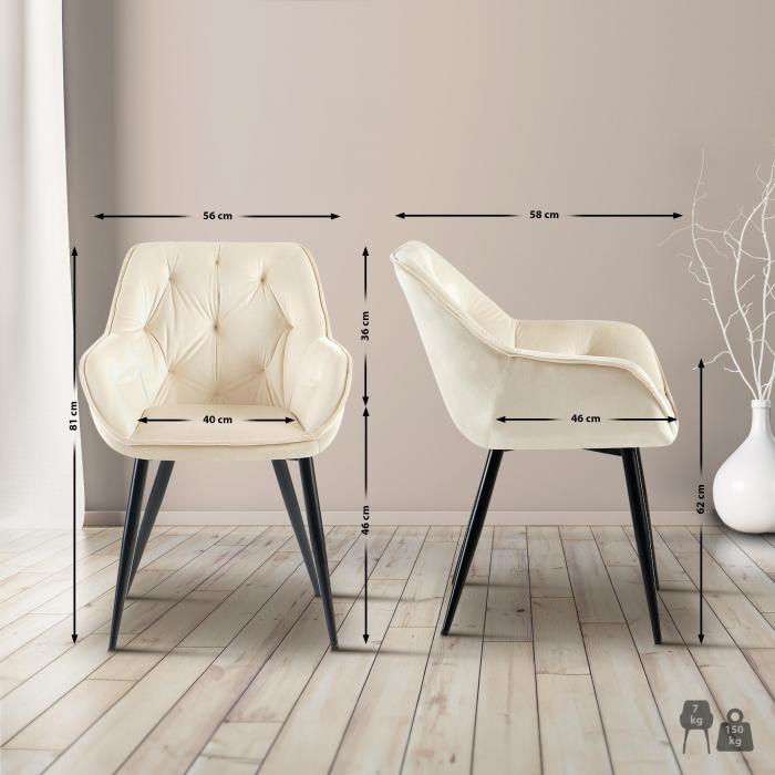 Besucherstuhl HLO-CP14 Samt ~ creme