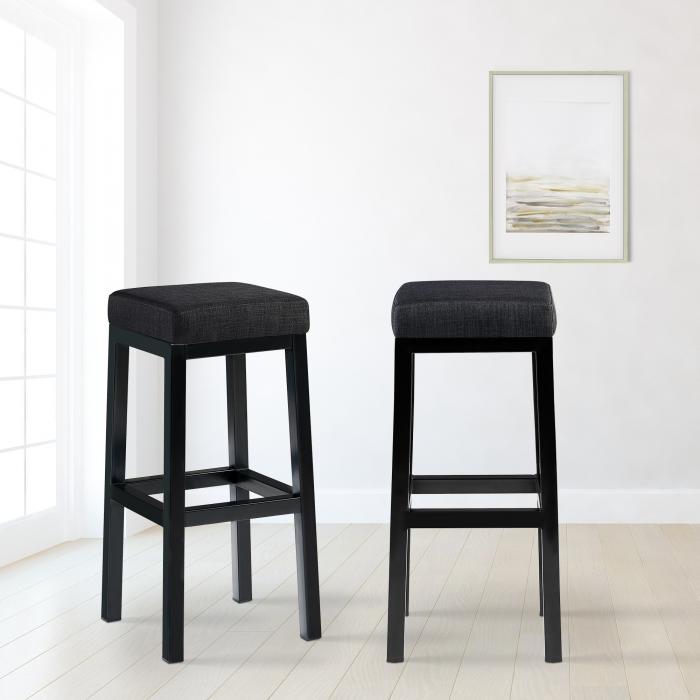 Barhocker HLO-CP212 B85 Stoff ~ dunkelgrau
