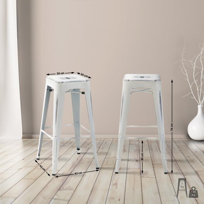 4er Set Barhocker HLO-CP21 ~ antik wei