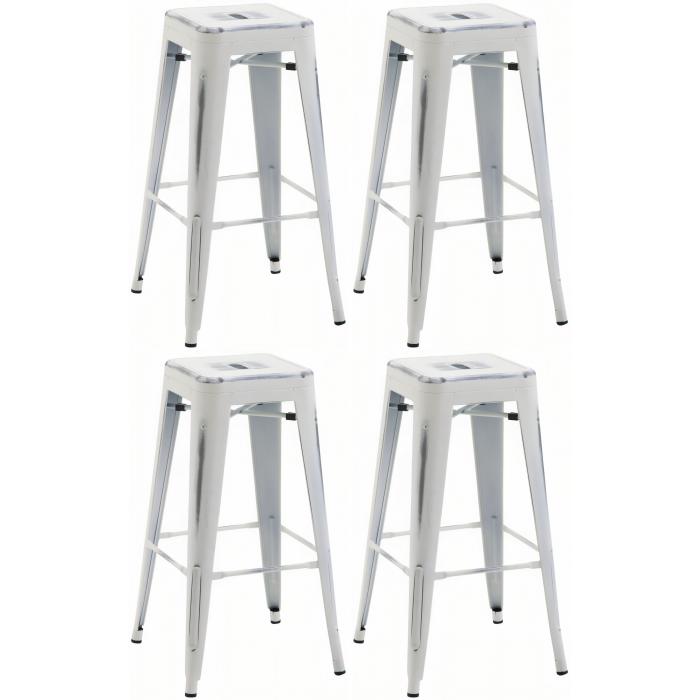 4er Set Barhocker HLO-CP21 ~ antik wei