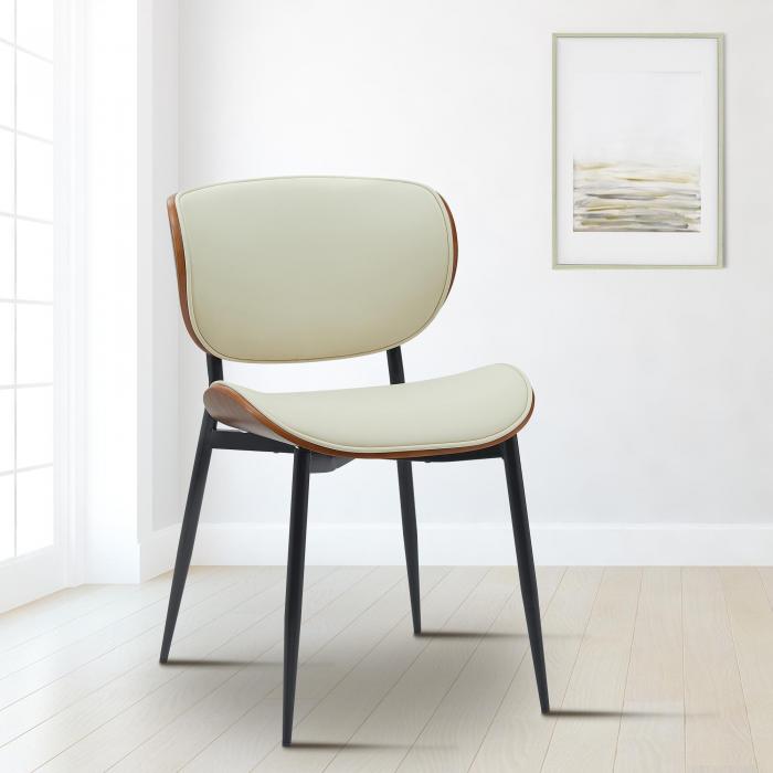 Besucherstuhl HLO-CP118 Kunstleder ~ walnuss/creme
