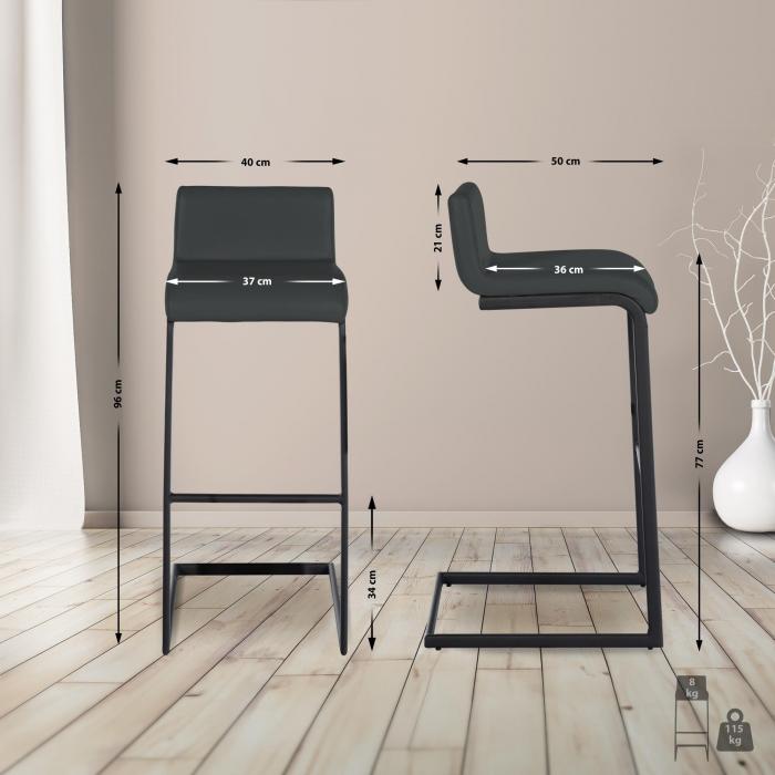 Barhocker HLO-CP331 Kunstleder B ~ dunkelgrau