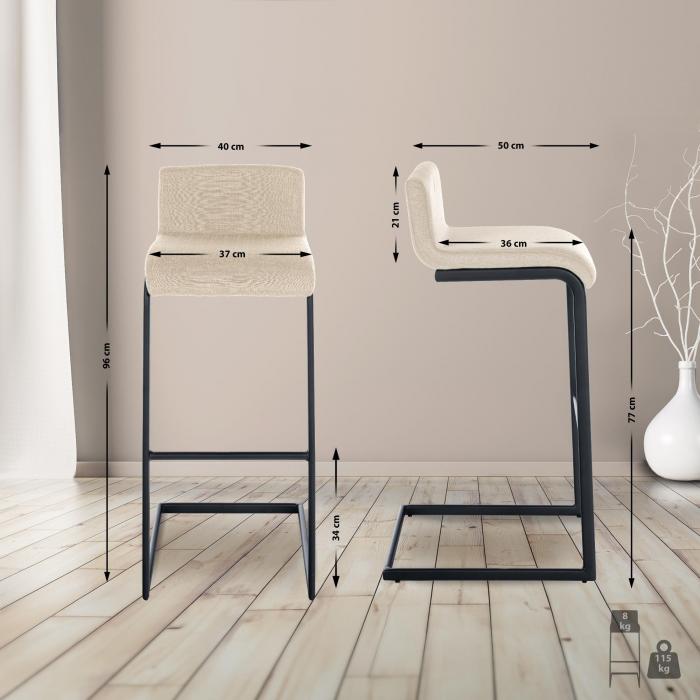 Barhocker HLO-CP186 Stoff B ~ creme