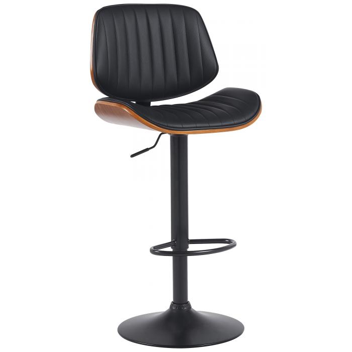 Barhocker HLO-CP308 Kunstleder schwarz ~ walnuss/schwarz