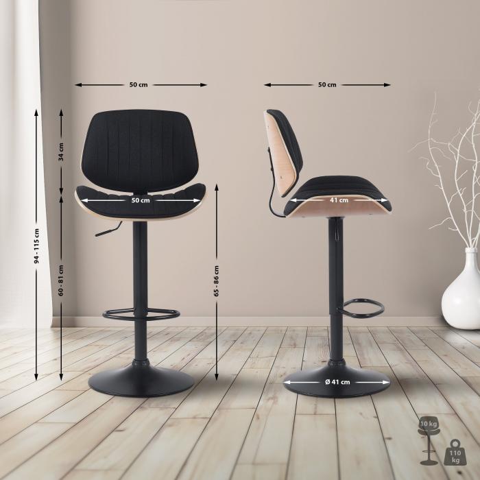 Barhocker HLO-CP309 Stoff schwarz ~ natura/schwarz