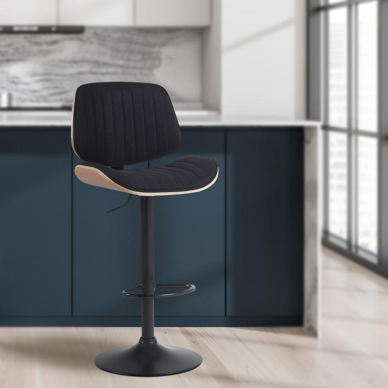 Barhocker HLO-CP309 Stoff schwarz ~ natura/schwarz