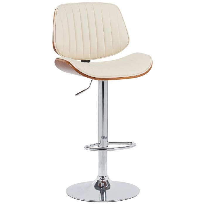 Barhocker HLO-CP308 Kunstleder chrom ~ walnuss/creme