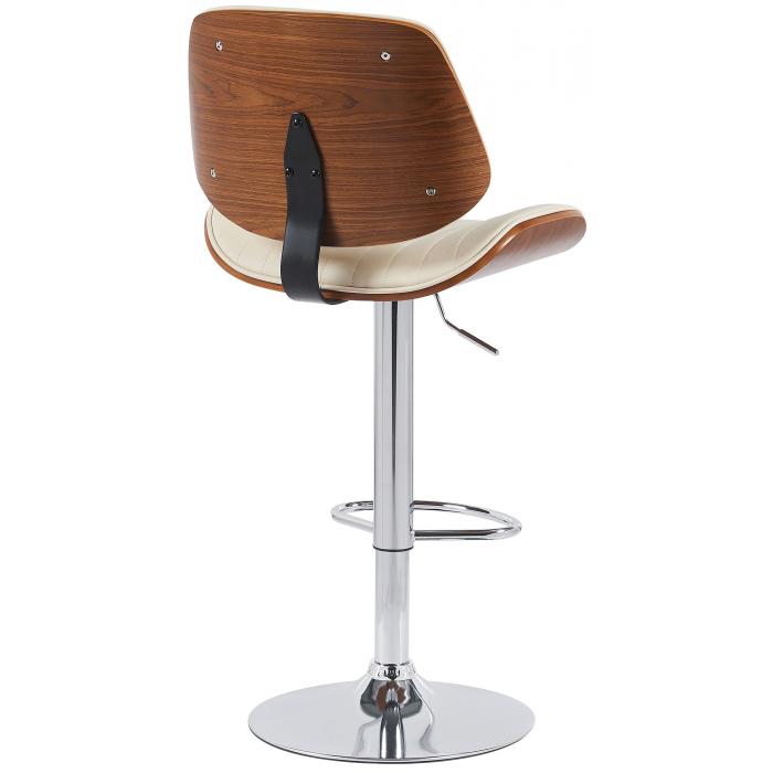 Barhocker HLO-CP308 Kunstleder chrom ~ walnuss/creme