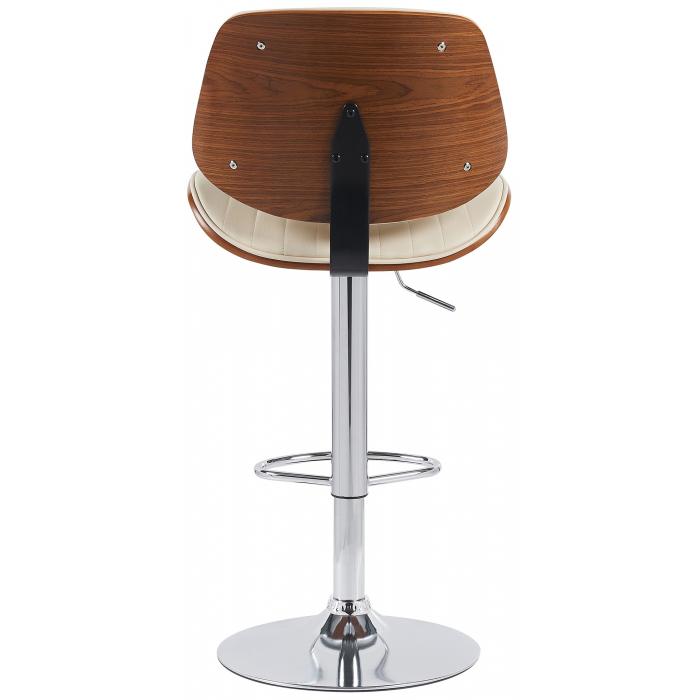 Barhocker HLO-CP308 Kunstleder chrom ~ walnuss/creme