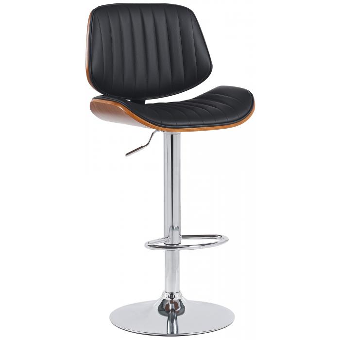 Barhocker HLO-CP308 Kunstleder chrom ~ walnuss/schwarz