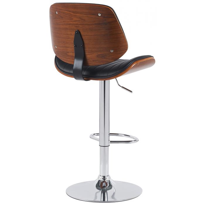 Barhocker HLO-CP308 Kunstleder chrom ~ walnuss/schwarz