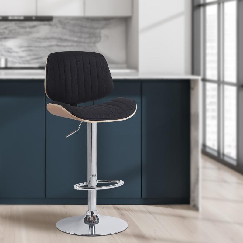 Barhocker HLO-CP309 Stoff chrom ~ natura/schwarz