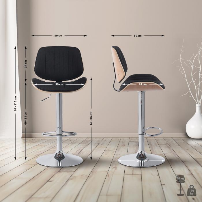 Barhocker HLO-CP309 Stoff chrom ~ natura/schwarz