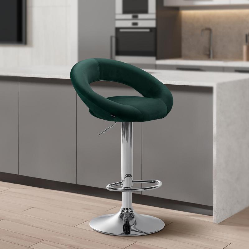 Barhocker HLO-CP288 Samt chrom ~ grn