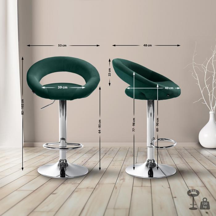 Barhocker HLO-CP288 Samt chrom ~ grn