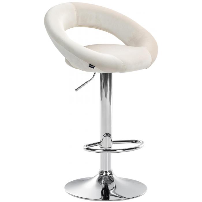 Barhocker HLO-CP288 Samt chrom ~ creme