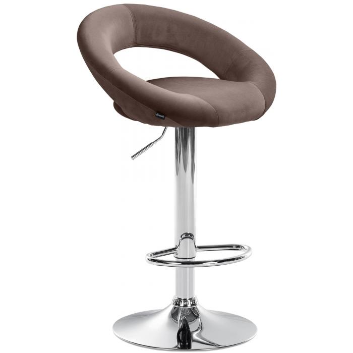 Barhocker HLO-CP288 Samt chrom ~ braun