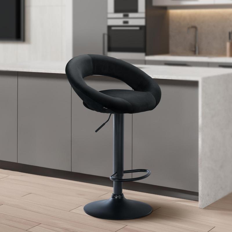 Barhocker HLO-CP288 Samt schwarz ~ schwarz