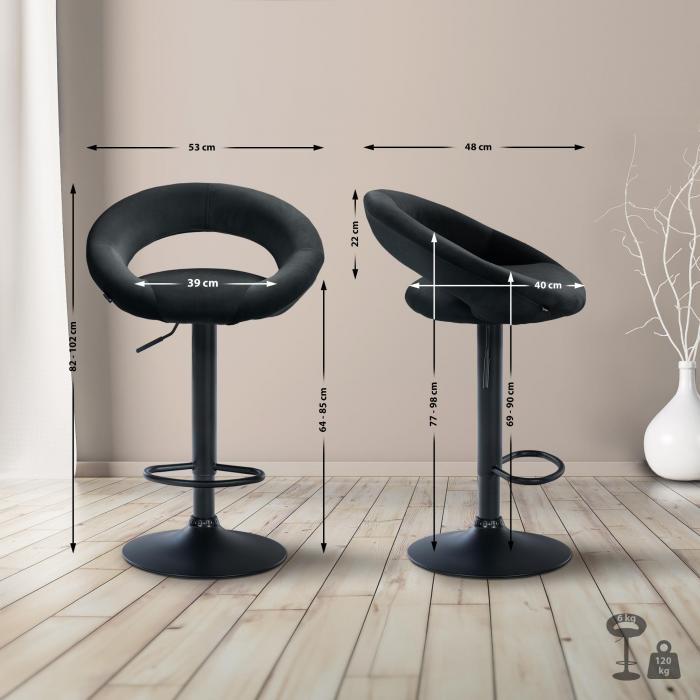Barhocker HLO-CP288 Samt schwarz ~ schwarz
