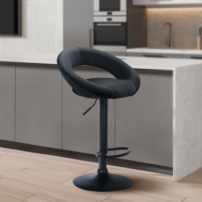 Barhocker HLO-CP288 Samt schwarz ~ dunkelgrau