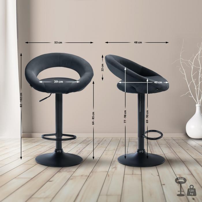 Barhocker HLO-CP288 Samt schwarz ~ dunkelgrau