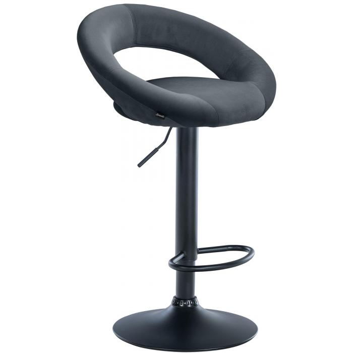 Barhocker HLO-CP288 Samt schwarz ~ dunkelgrau