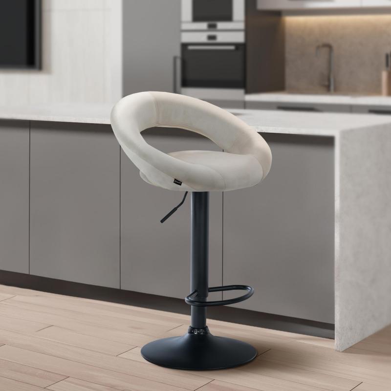 Barhocker HLO-CP288 Samt schwarz ~ creme